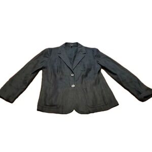 Madison 100% Linen Blazer Jacket Black Sz 8 Lightweight Buttons
